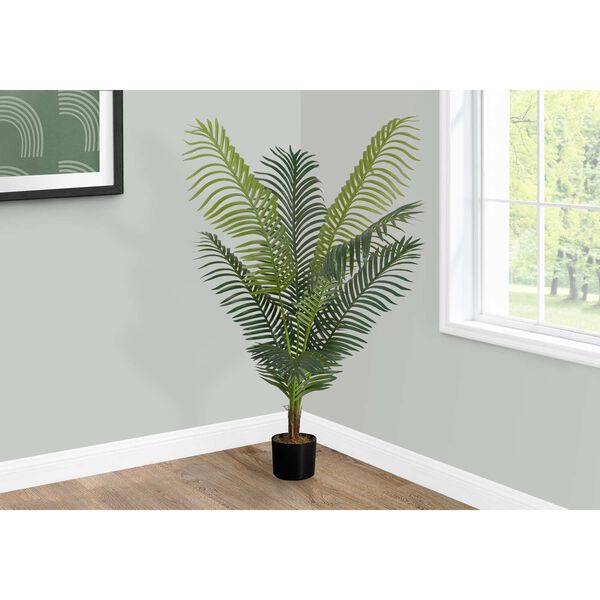 Black Green 47-Inch Palm Tree Indoor Floor Potted Decorative Artificial Plant, image 2